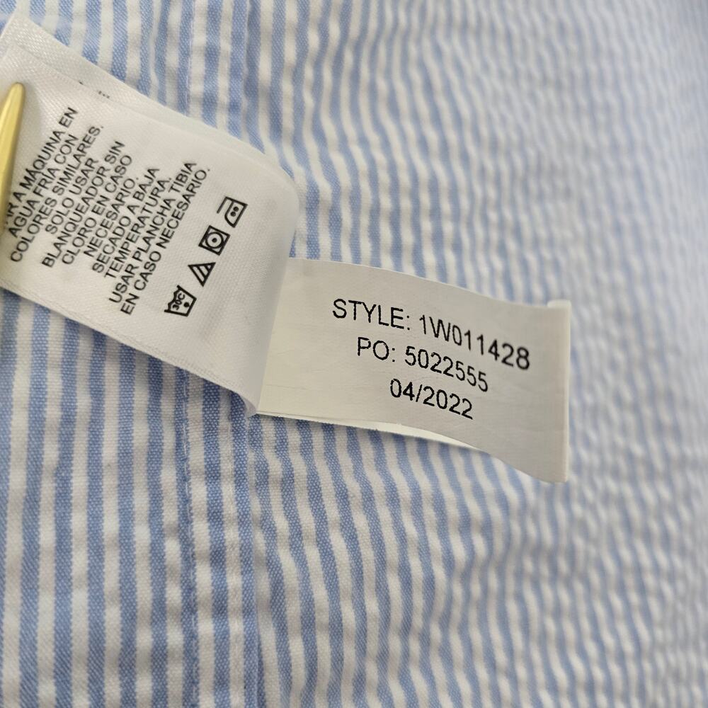 Vineyard Vines Seersucker Shirt Men S Short Sleeves Stretch Blue Striped Whale - Picture 13 of 13